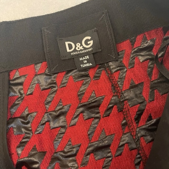 New! D&G Dolce & Gabbana Red & Black Houndstooth Skirt 42 Sheen - Picture 8 of 9